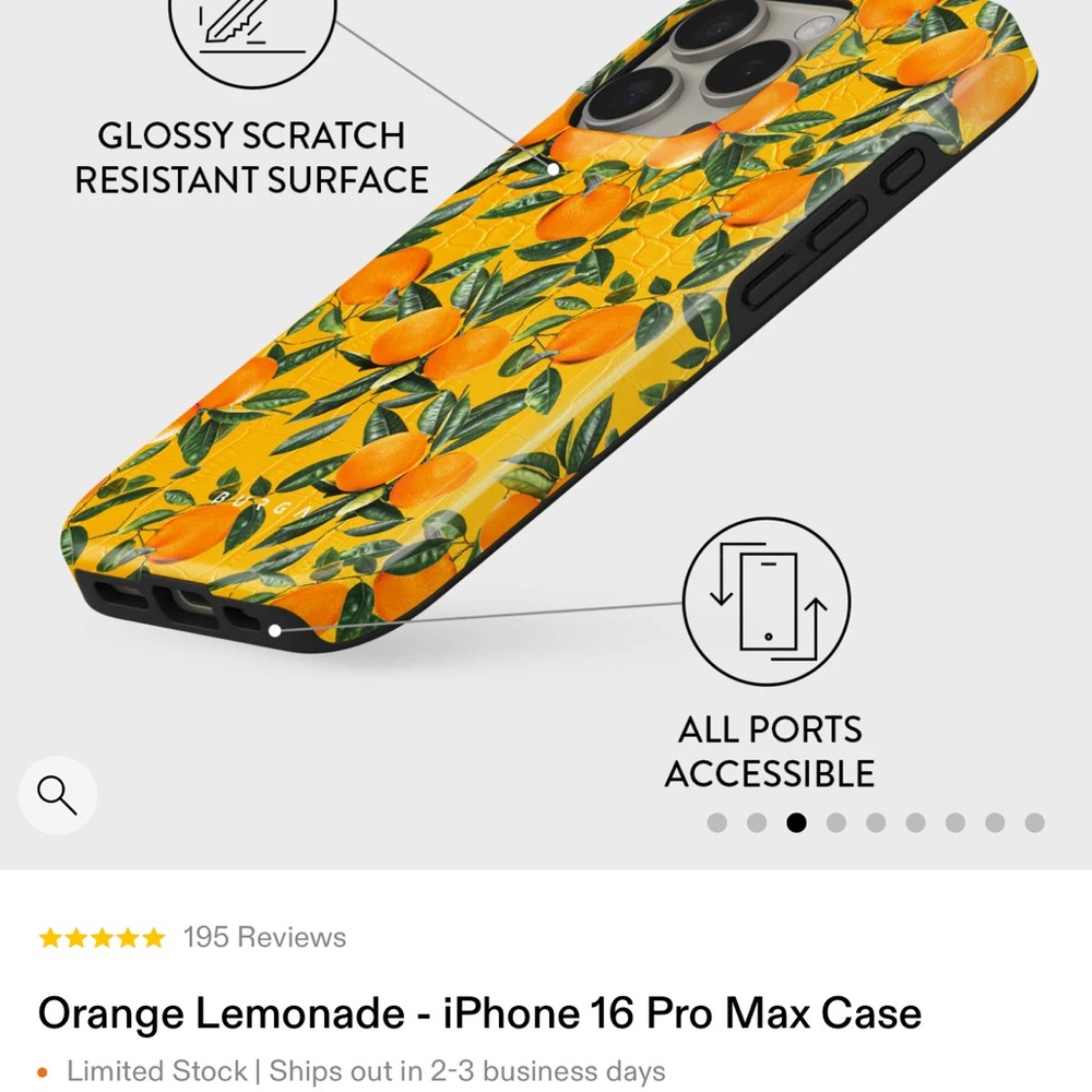 Orange Pattern Phone Case - Picture 4 of 9